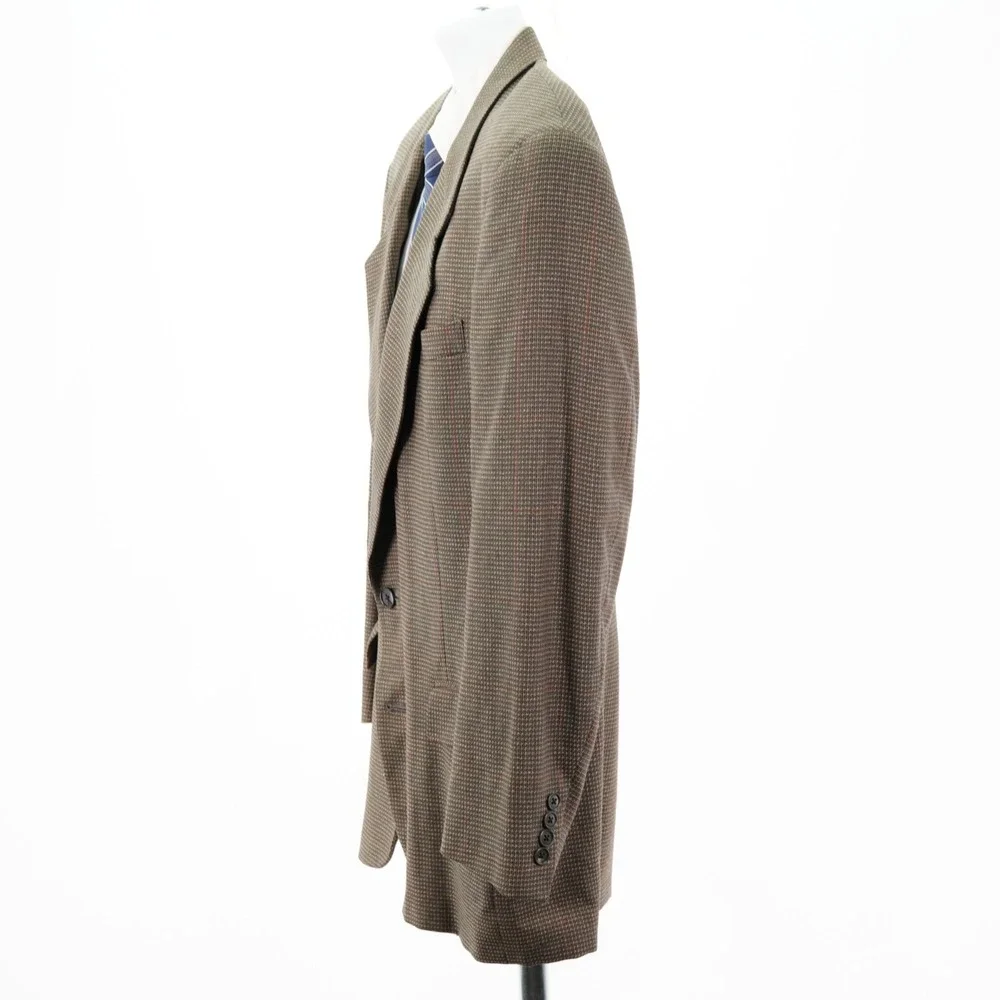 Vintage Christian Dior Monsieur Men Green Tan Check Wool Blazer 40R Sport Coat